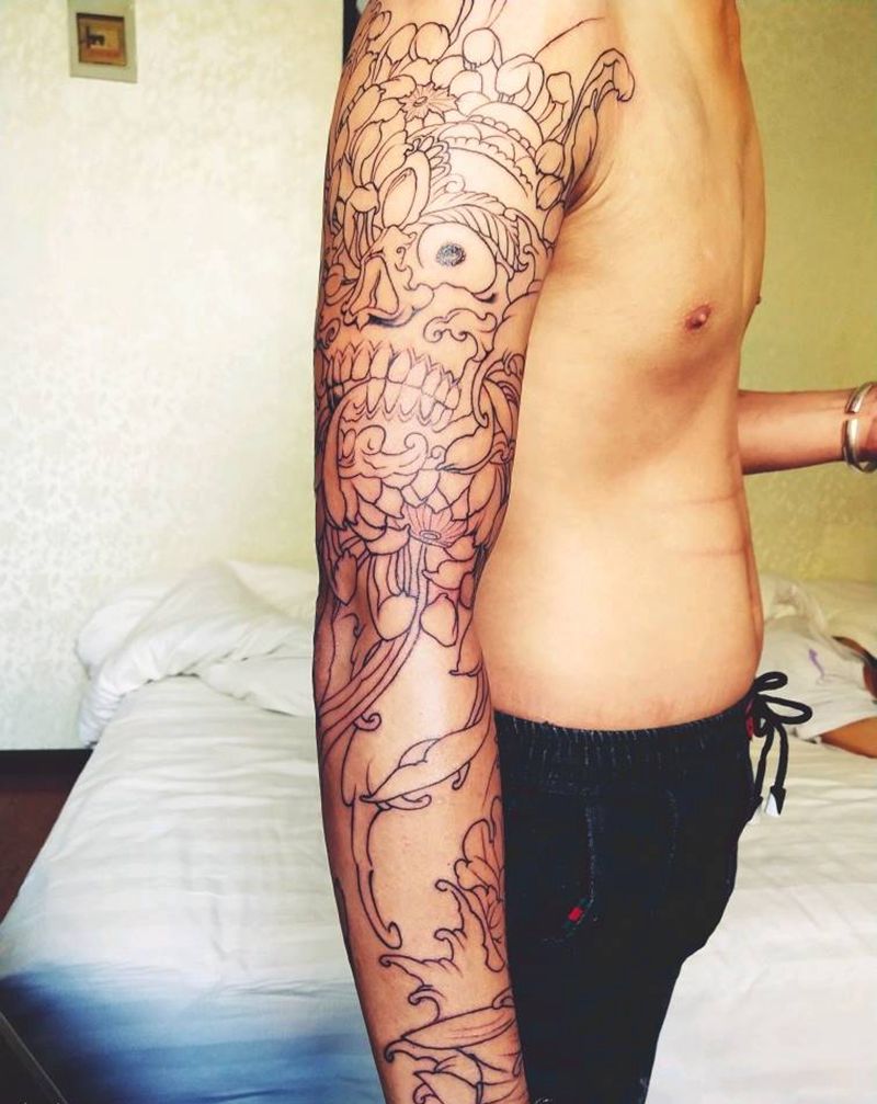 嘎巴拉纹身图片_手臂新传统纹身图案