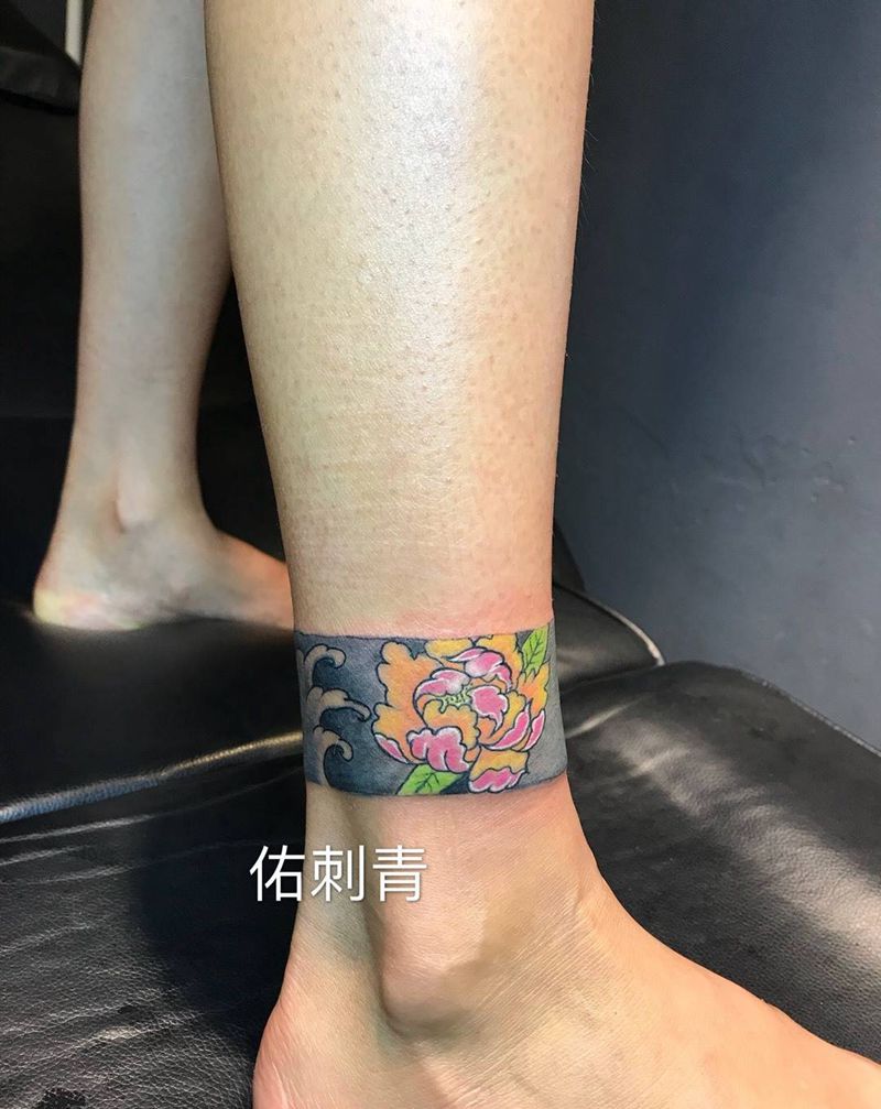 脚环纹身图片_成品腿部清新原创纹身图案