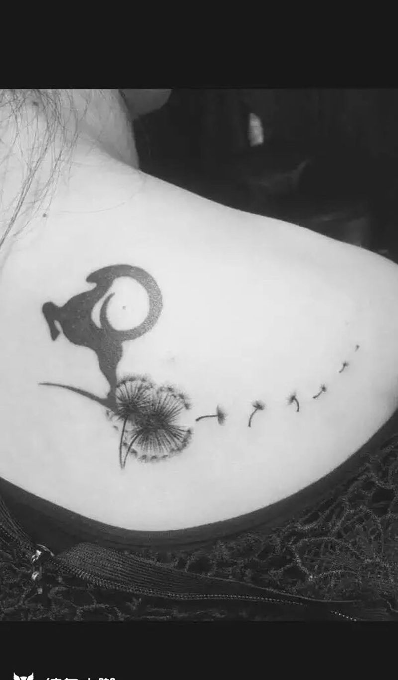 羊。蒲公英纹身图片