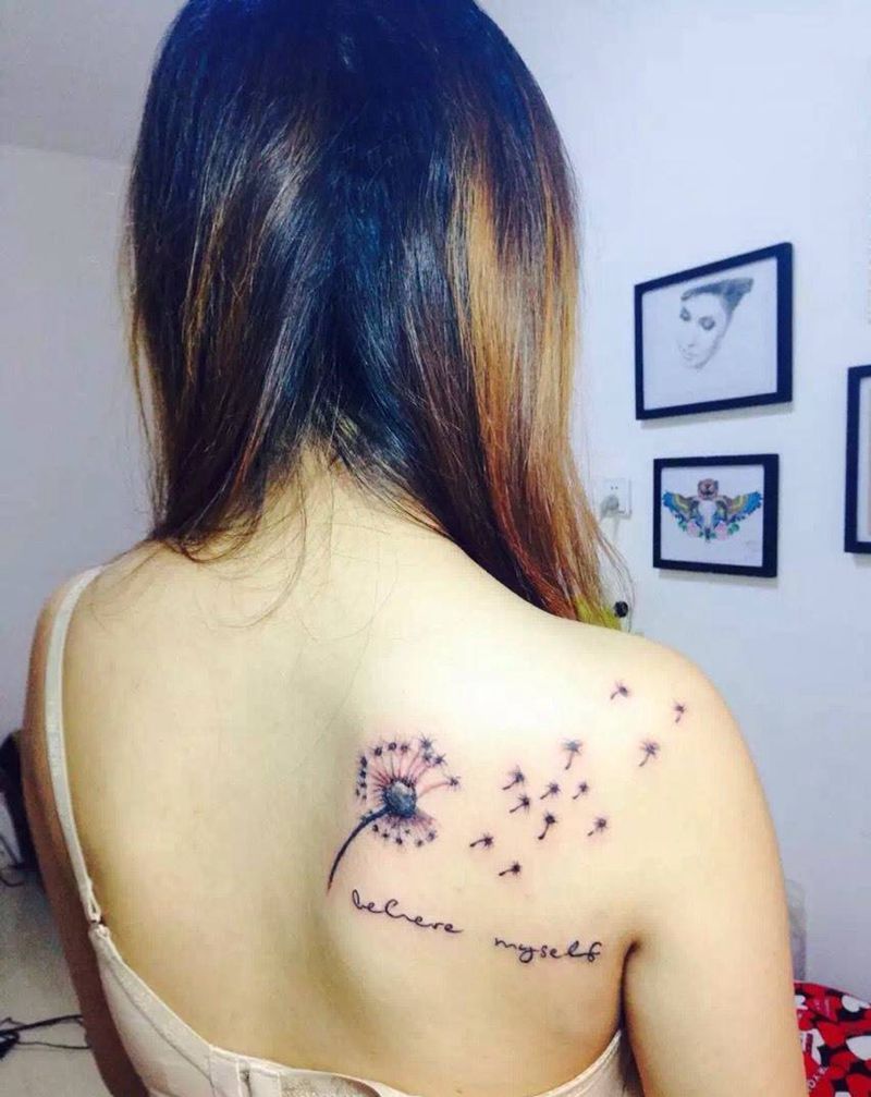 随遇而安蒲公英纹身图片