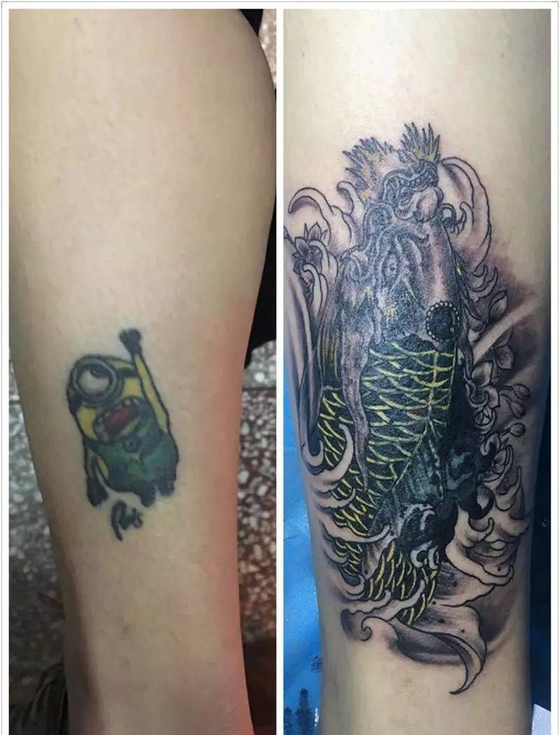 遮盖小黄人纹身图片