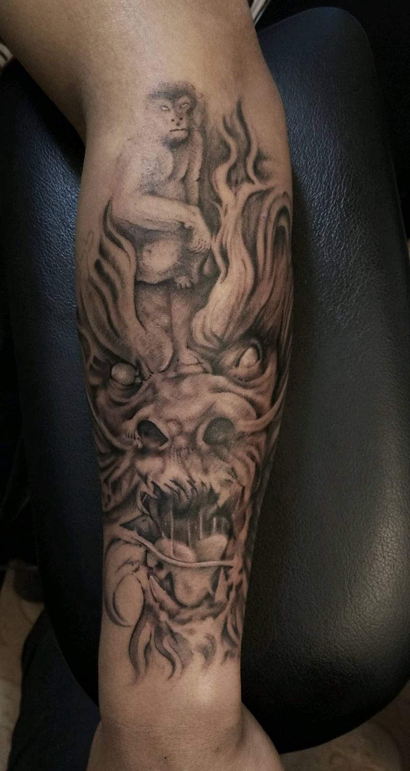 龙王纹身图片_手部欧美传统写实动物人物静物鬼神宗教成品纹身图案