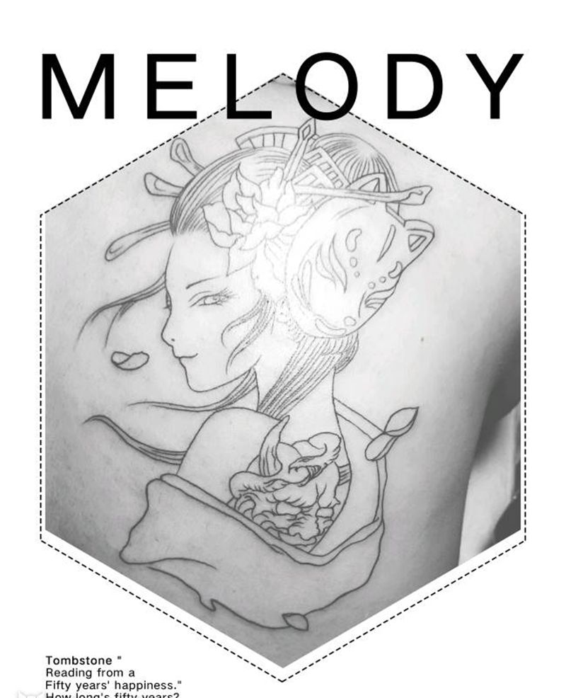 艺妓纹身图片_背部新传统纹身图案