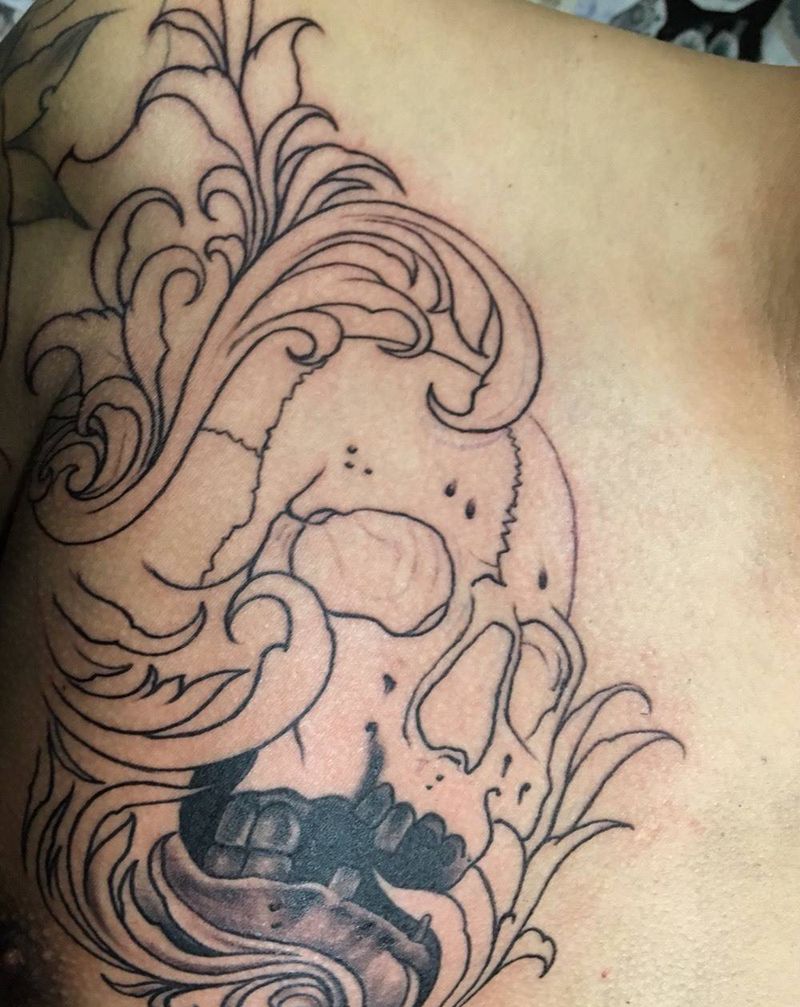 骷髅 未完纹身图片