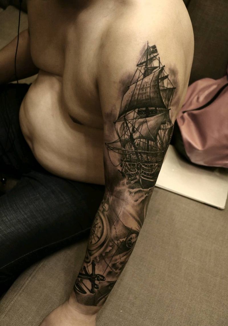 花臂纹身图片_手部手臂欧美写实纹身图案