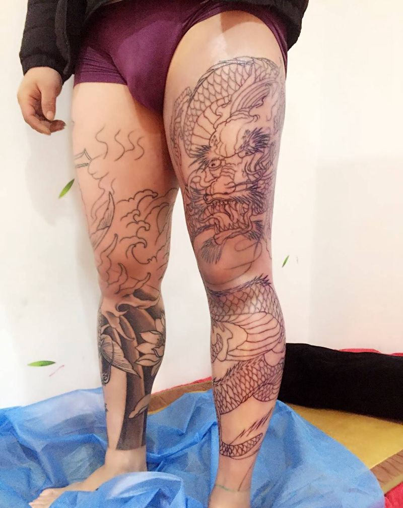 包腿纹身图片