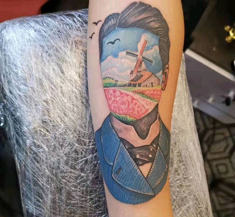 往事已我为过去，留在皮肤的印记纹身图片_胸部背部新传统欧美写实纹身图案