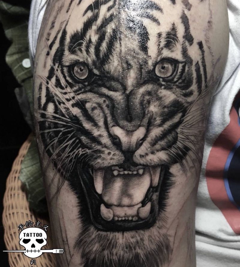 老虎未完成纹身图片