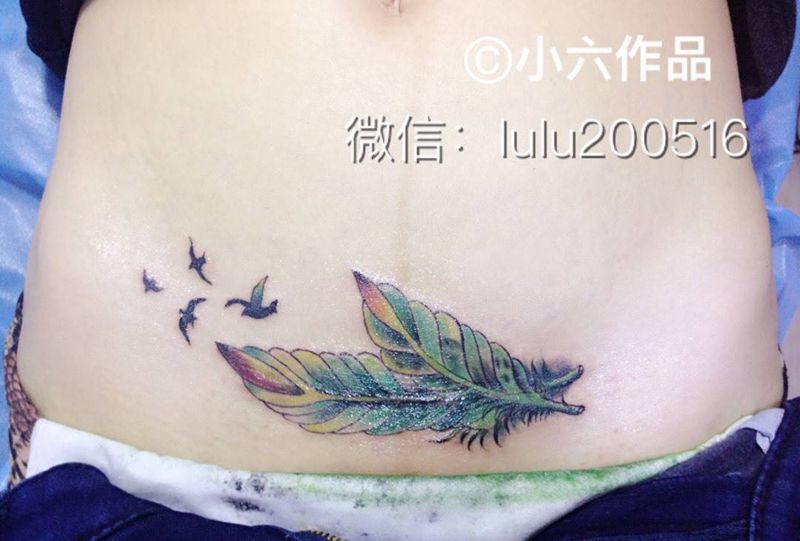 剖腹产疤痕遮盖纹身图片