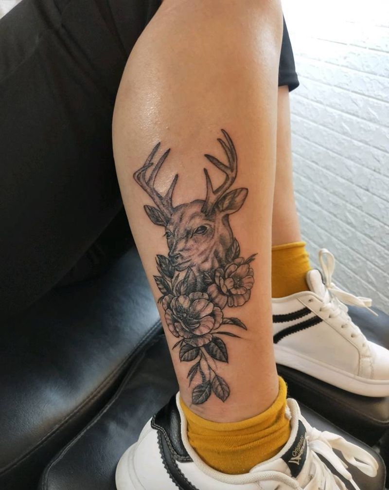 鹿买纹身图片_新传统纹身图案