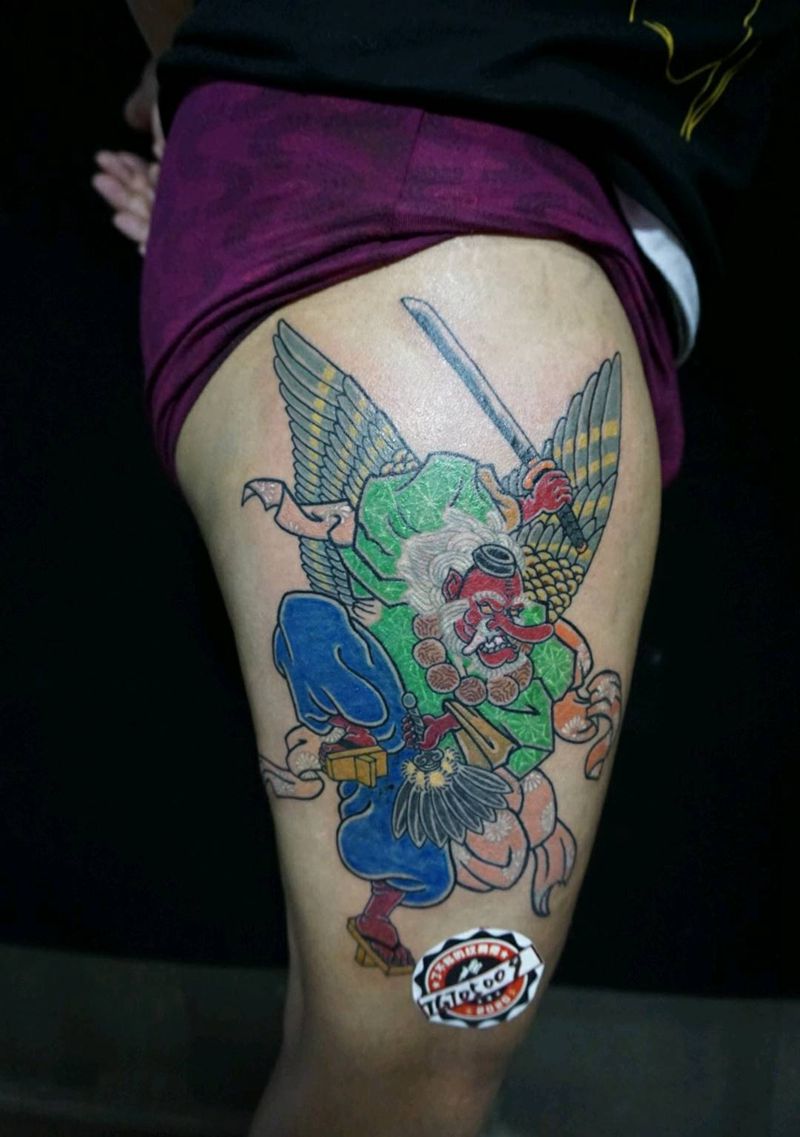 老传统赤天狗纹身图片_老传统纹身图案