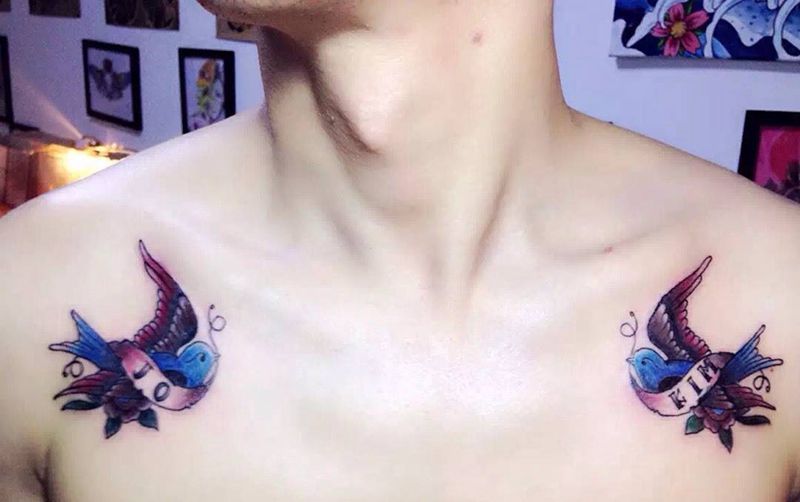 燕子纹身图片_欧美纹身图案