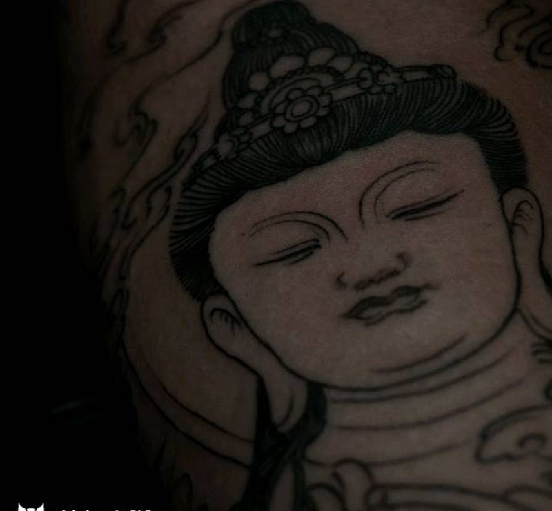 佛纹身图片_手臂传统肖像国画人物宗教原创成品纹身图案