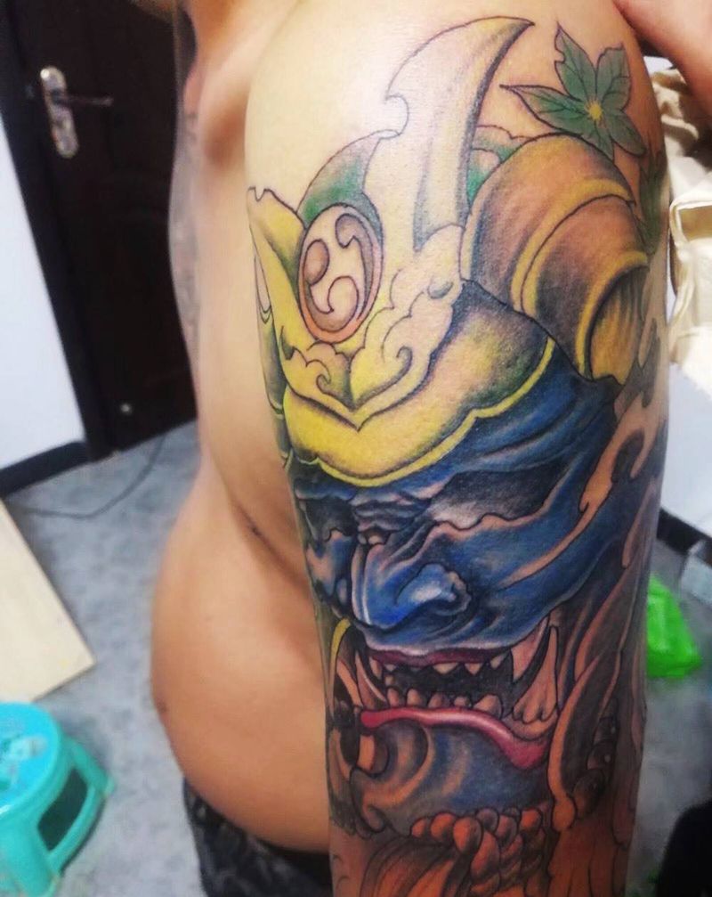 鬼武士纹身图片