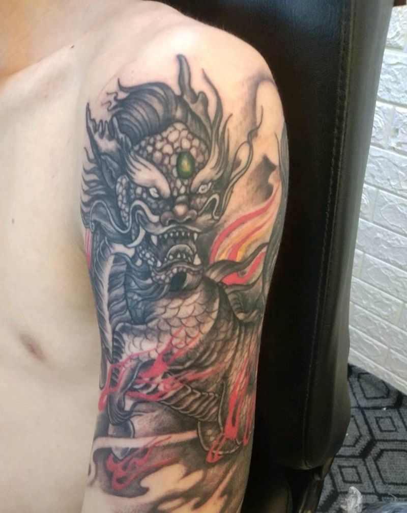 火麒麟。纹身图片