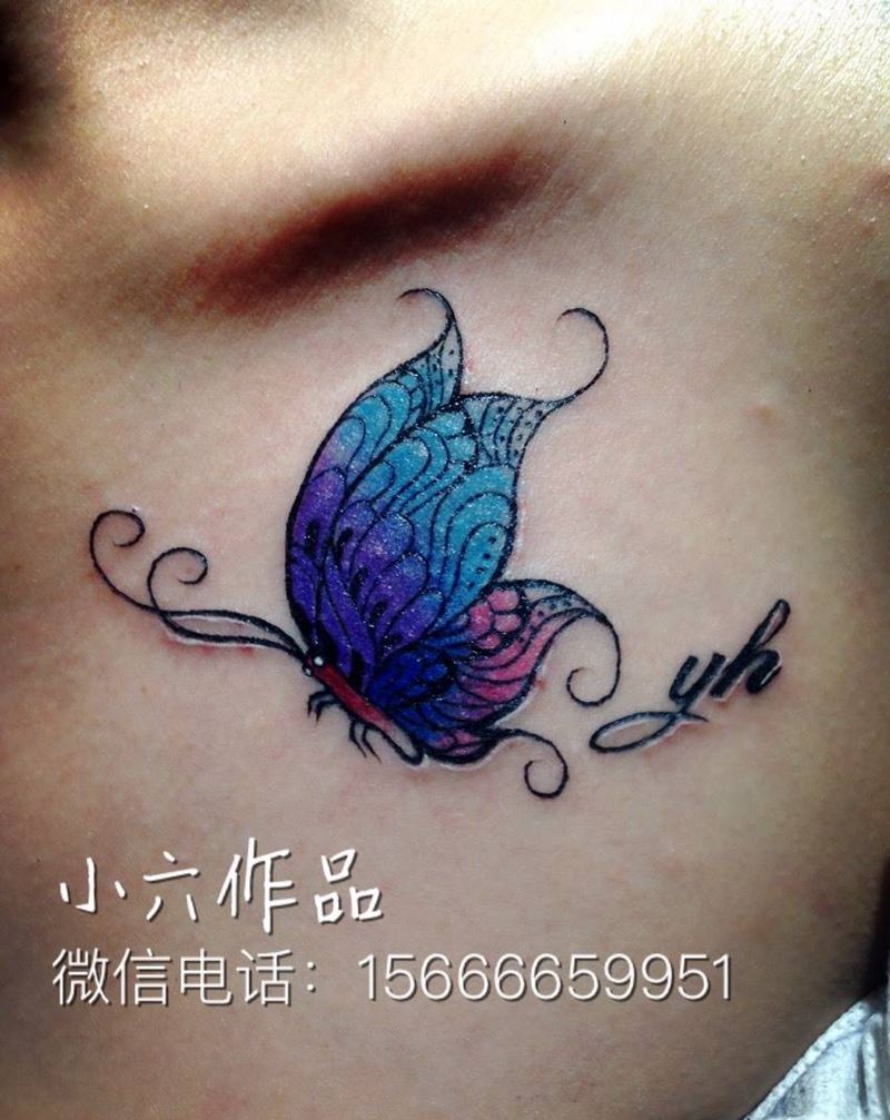 原创蝴蝶纹身图片_成品手稿清新纹身图案
