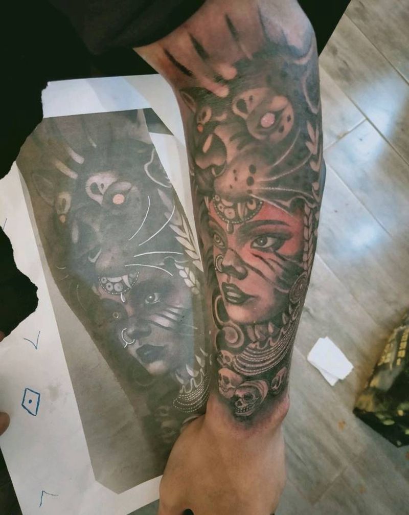 印第安人纹身图片_New School欧美写实纹身图案