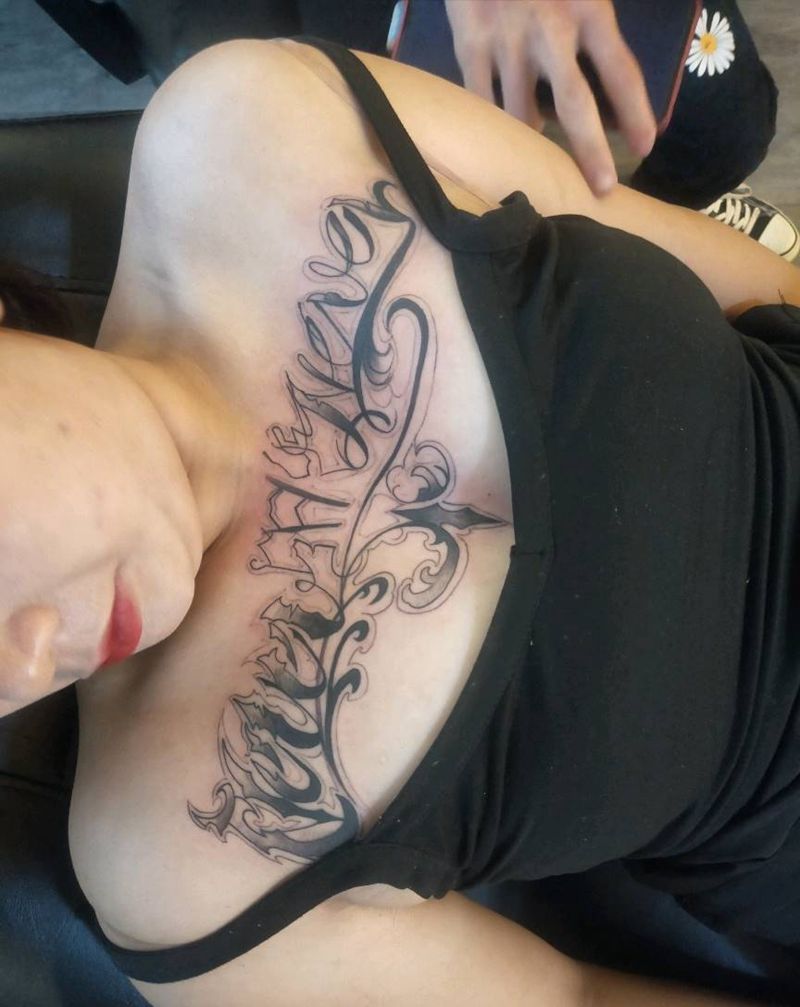 开始接单纹身图片_花体字纹身图案