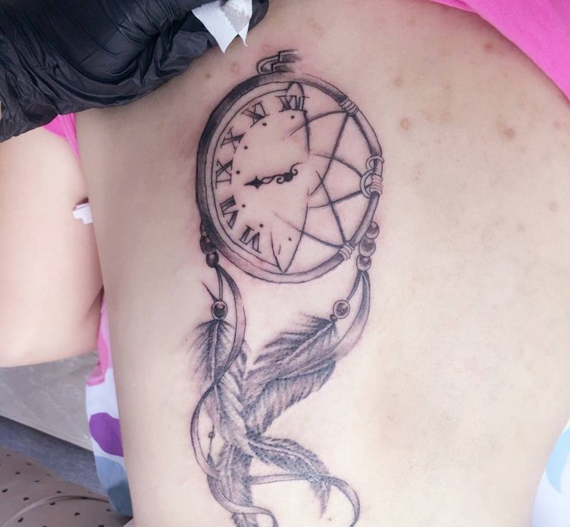 时间与捕梦网纹身图片