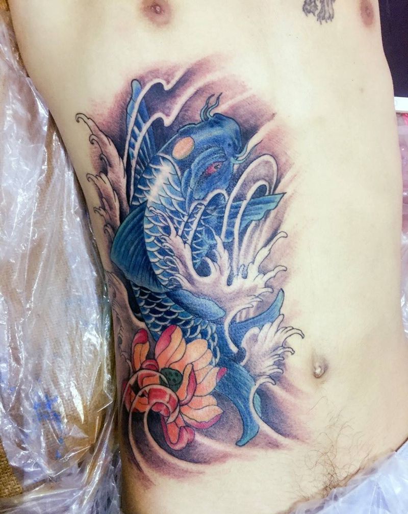花开富贵鱼纹身图片
