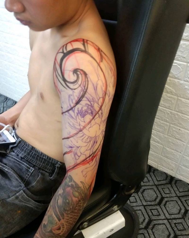 牡丹花纹身图片