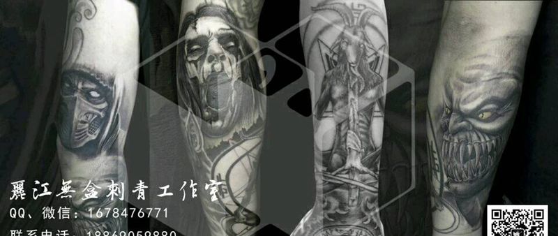 暗黑纹身图片_手臂手部欧美肖像写实人物鬼神成品纹身图案