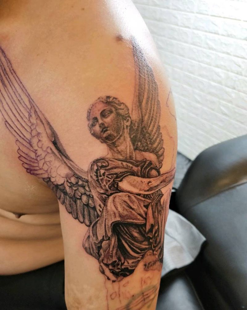 天使纹身图片_手臂欧美写实纹身图案