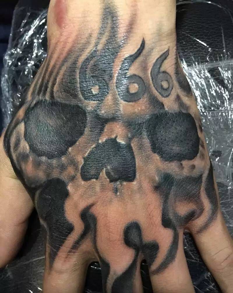 手背骷髅纹身图片