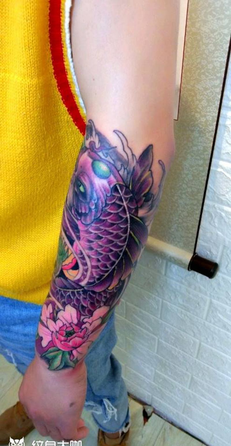 花开富贵鱼纹身图片