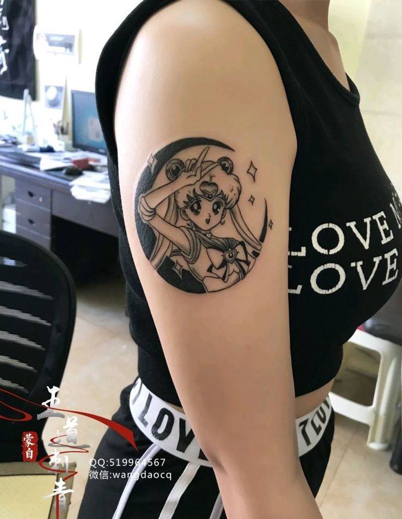 美少女战士纹身图片_手部手臂New School新传统水冰月美少女月野兔纹身图案