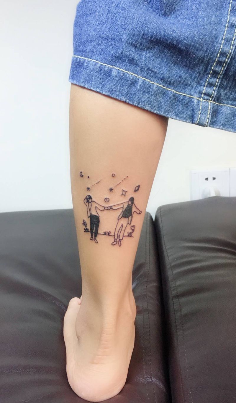 牵手一起旅行纹身图片