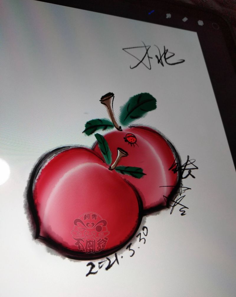 桃子纹身图片_水墨纹身图案