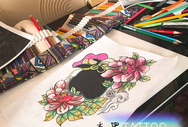 遮盖手稿纹身图片