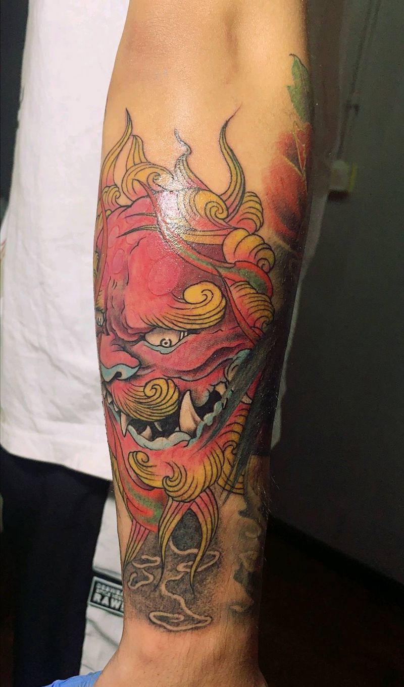唐狮纹身图片_手臂新传统纹身图案