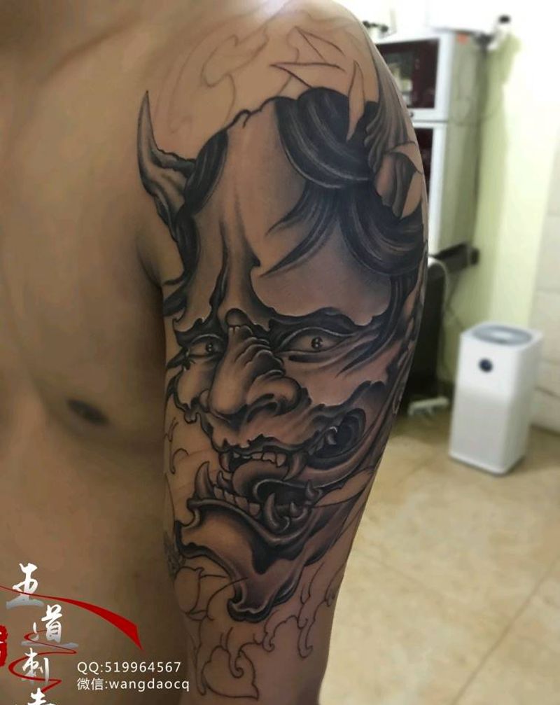 般若纹身图片_手臂肩部新传统欧美写实般诺般若般若纹身图案