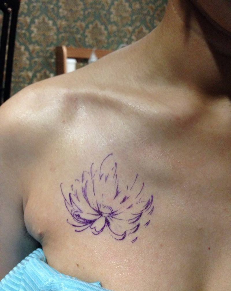 小莲花纹身图片_成品肩部纹身图案