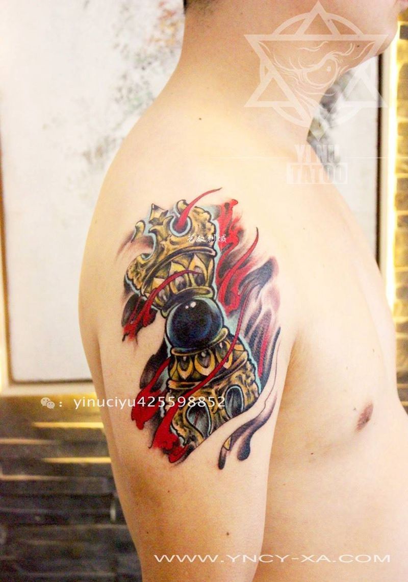 降魔杵纹身图片_成品手部传统原创艺奴刺域纹身图案