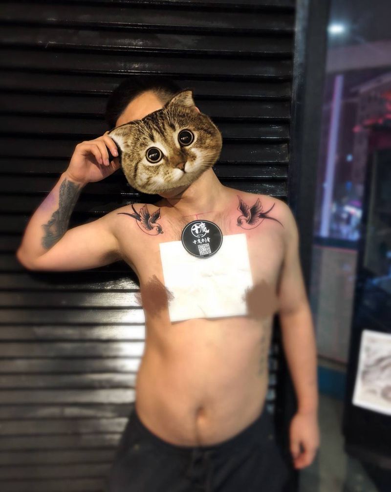 Oldschool肩纹身图片_动物欧美肩部成品纹身图案