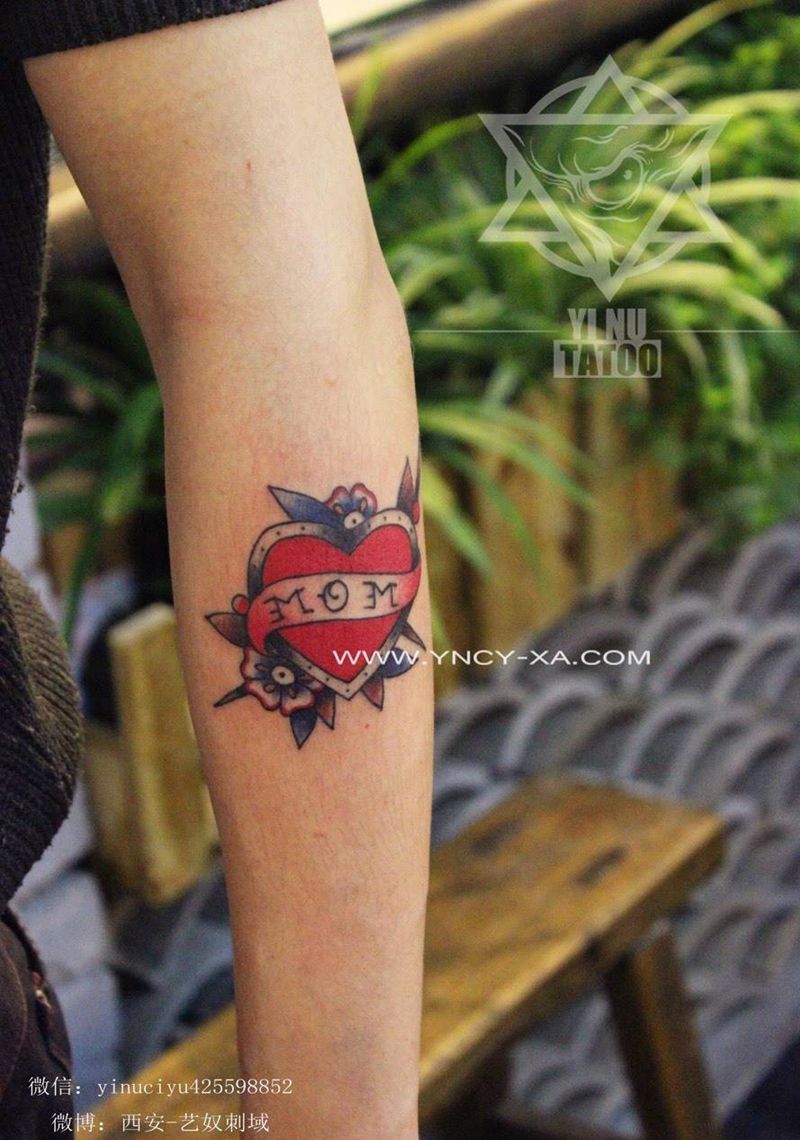 爱心纹身图片_成品手臂欧美艺奴刺域纹身图案