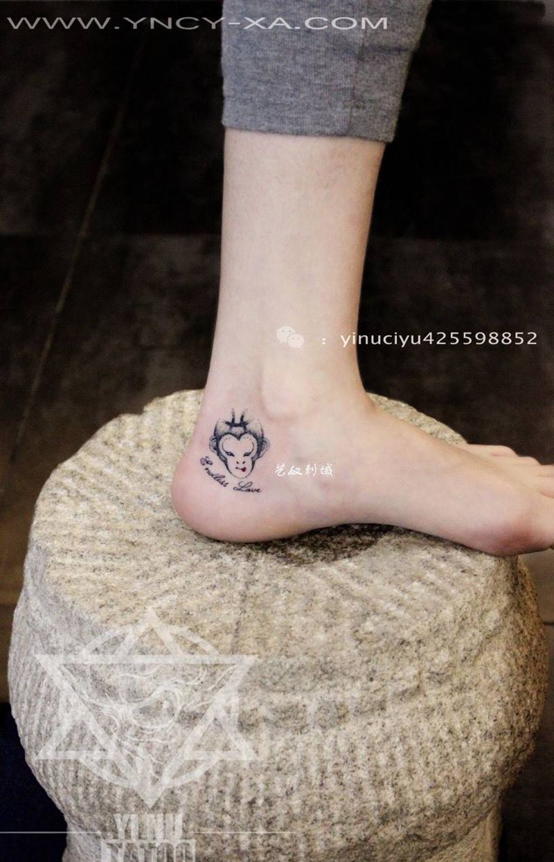 原创猴头纹身图片_成品脚部原创艺奴刺域纹身图案