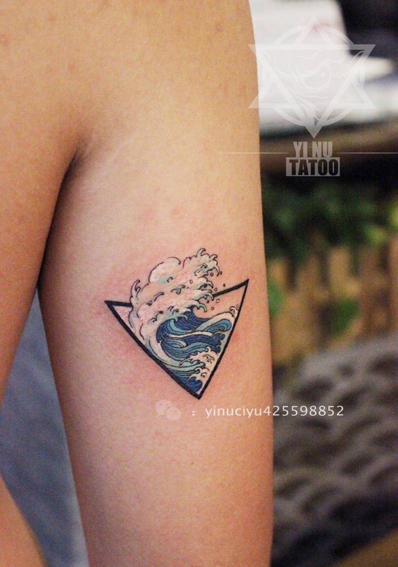 原创水浪纹身图片_成品手臂传统原创艺奴刺域纹身图案