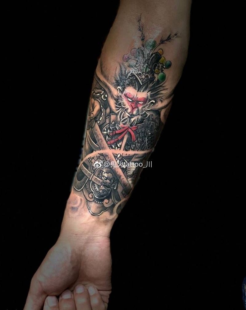 悟空纹身图片_手臂传统人物鬼神成品纹身图案