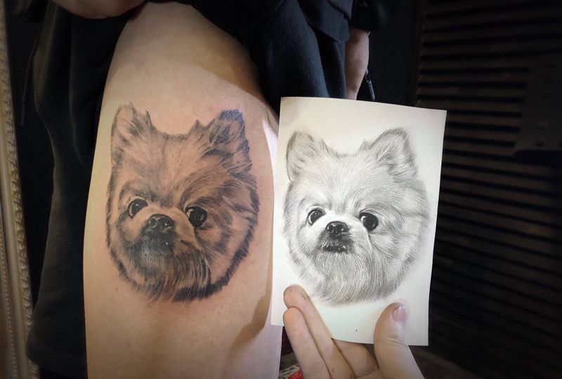 秀秀纹身图片_腿部欧美写实纹身图案