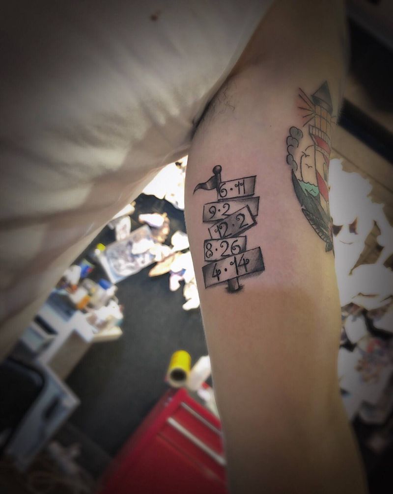 Flag纹身图片_手臂Old School几何纹身图案