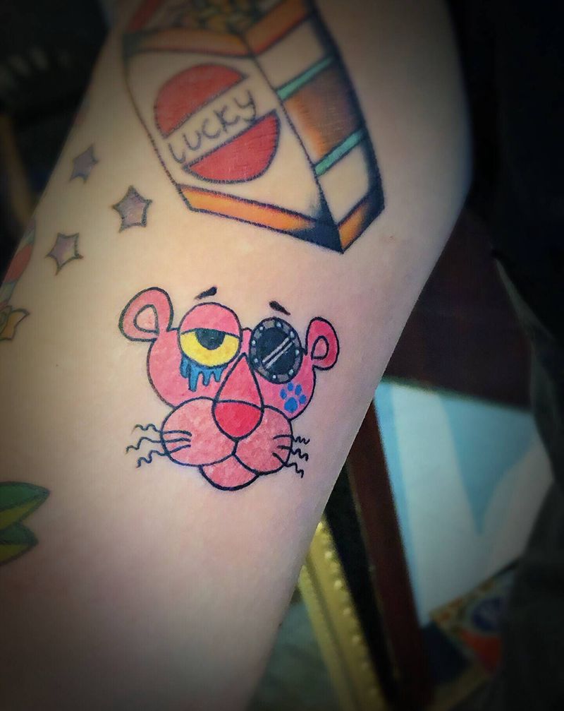 豹纹身图片_手臂Old School纹身图案