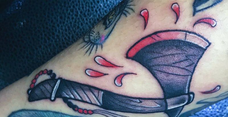 斧头纹身图片_成品手臂欧美纹身图案