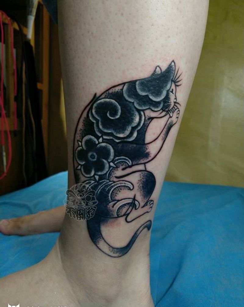 遮盖猫咪纹身图片