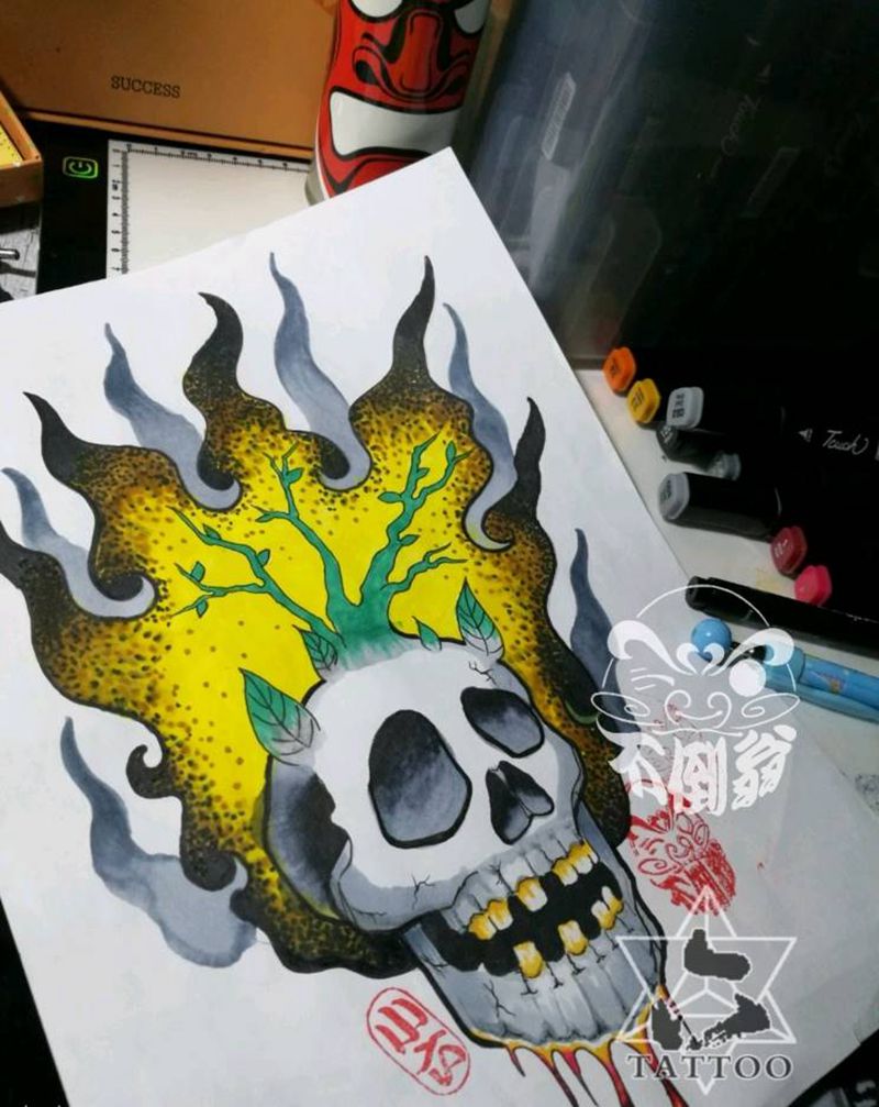 《生长》原创纹身图片_欧美大理六刺青不倒翁北京手稿纹身图案