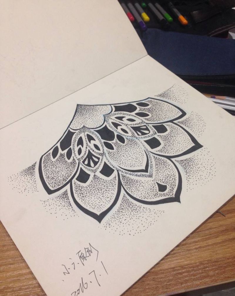 原创《喜》纹身图片_手稿腹部纹身图案