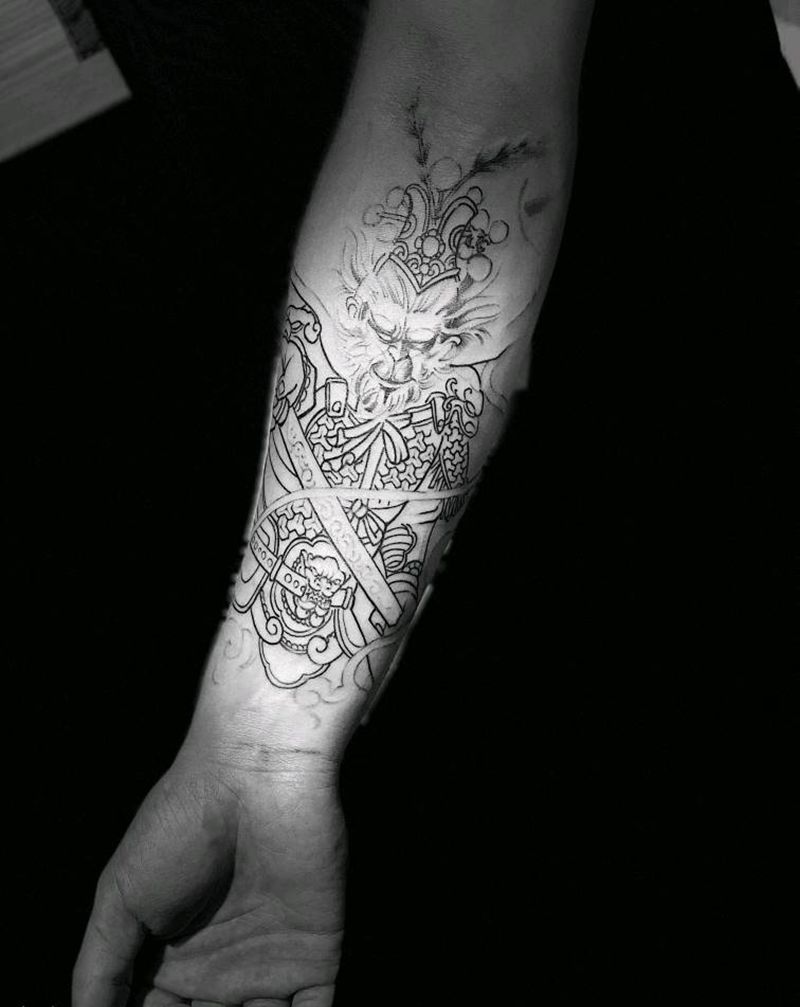 悟空  齐天大圣纹身图片_手臂鬼神纹身图案